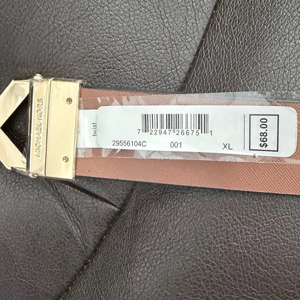 $68 Michael Kors Men's Belt with Gold MK Buckle genuine leather xl